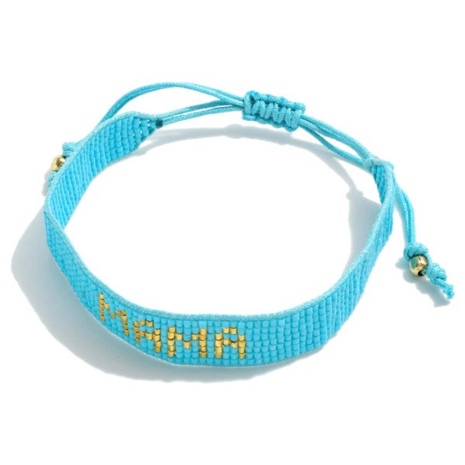 Seed Bead Gold Blue Mama Friendship Bracelet